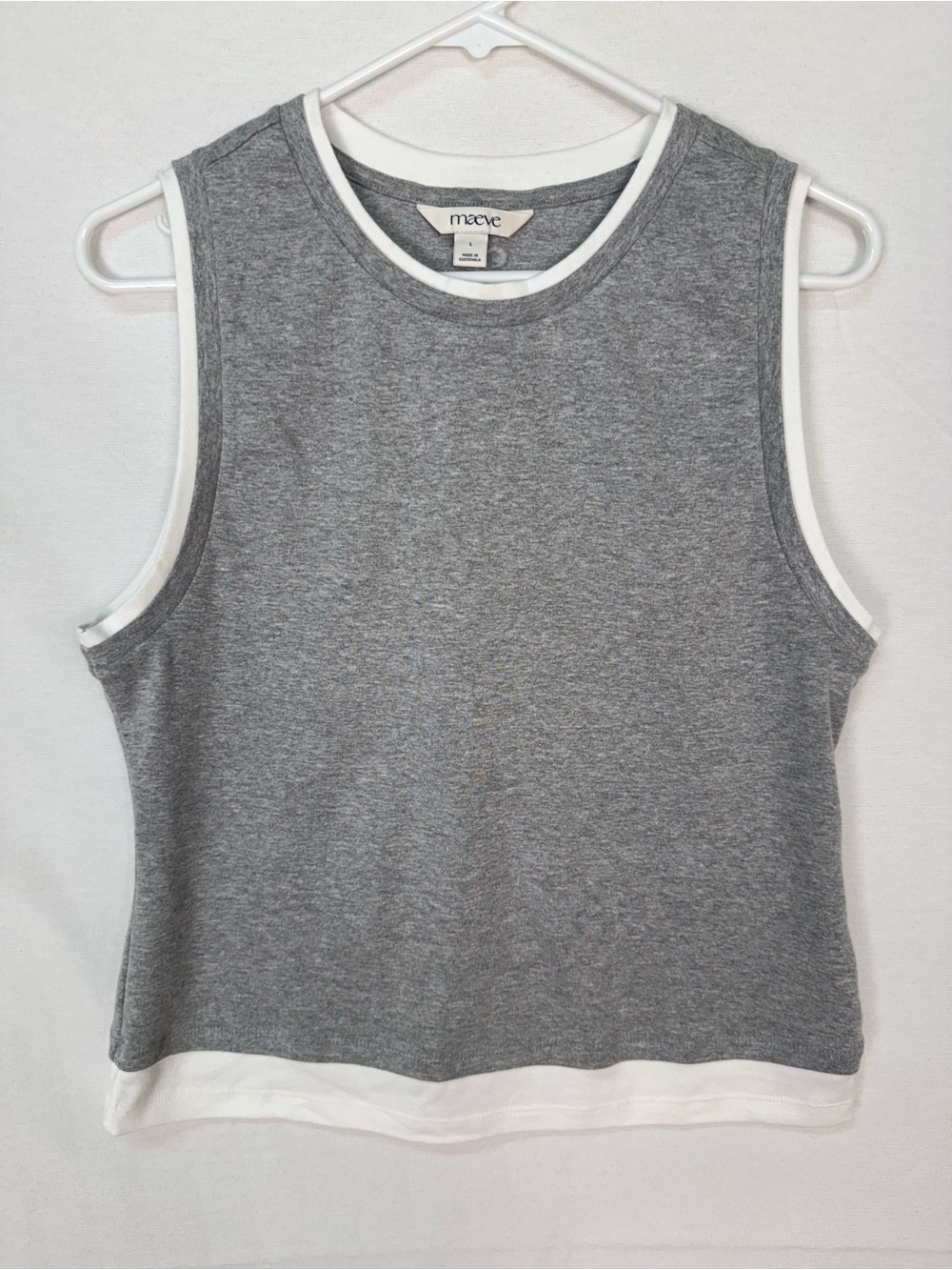 Maeve Grey Tank with White Trim - Women's Sleeveless Layer